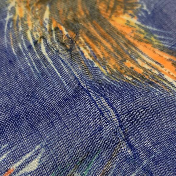 Unbranded Womens Scarf Large Rectangular Royal Blue and Peacock Feathers Lovely - Picture 9 of 12